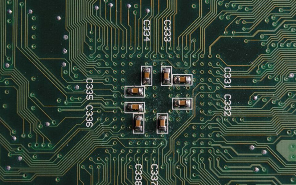 Close-up of an electronic circuit board